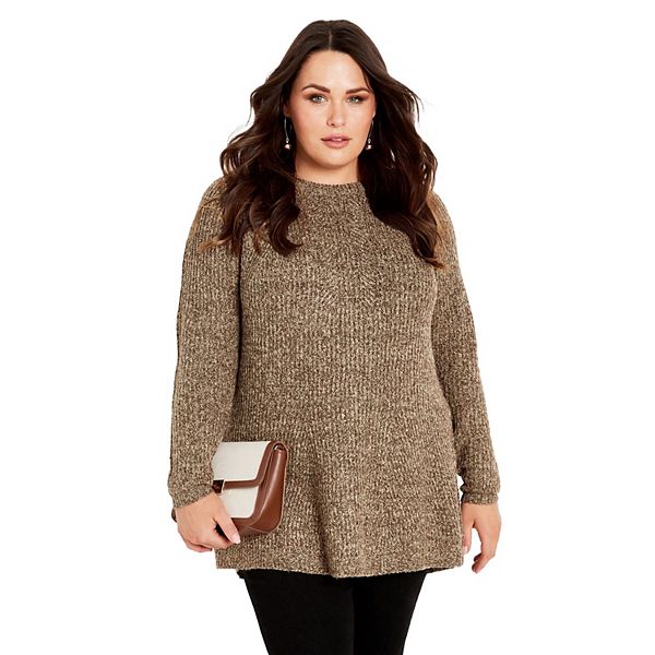 

Женский свитшот-туника Tia с асимметричным подолом plus size Avenue, Espresso