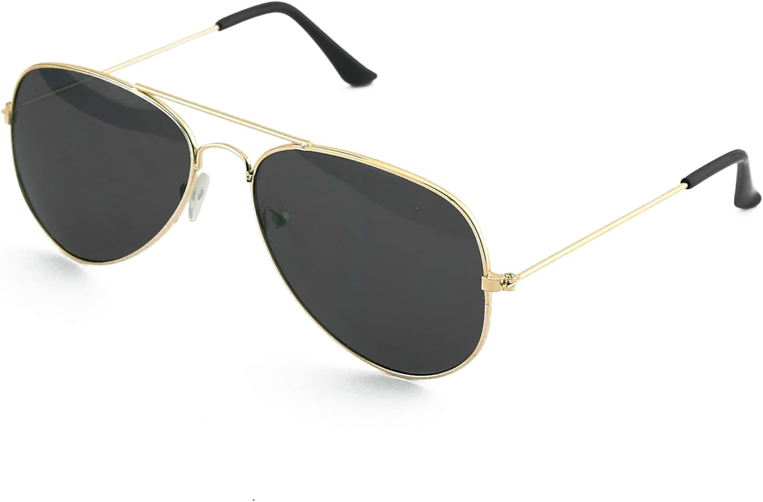 

Солнцезащитные очки Skeleteen Black Gold Aviator — темные солнцезащитные очки в стиле милитари с золотистой металлической оправой и защитой от УФ-излучения UV 400, Gold, Black