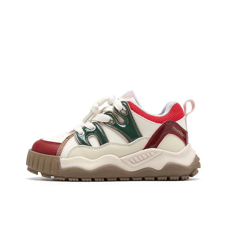 

Термостойкие амортизирующие износостойкие противоскользящие низкие детские повседневные кроссовки Kids' YeeHoO, белый красный