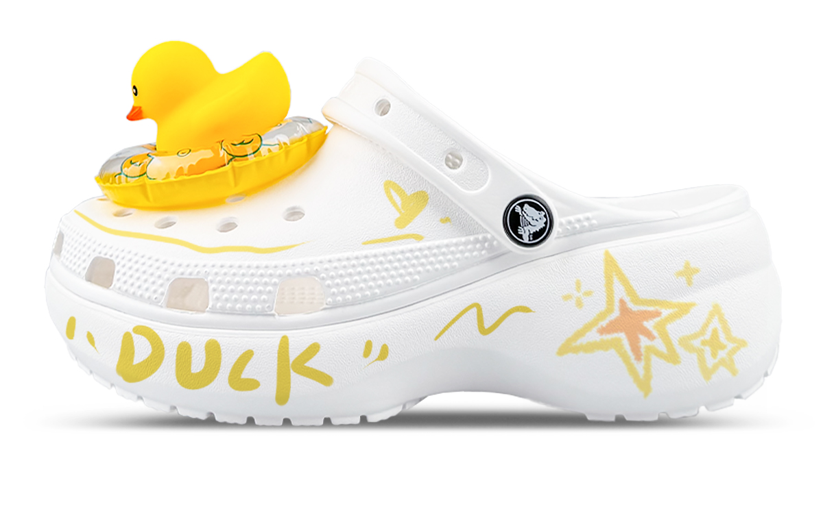 Crocs Классические женские сабо на платформе, белые, желтые