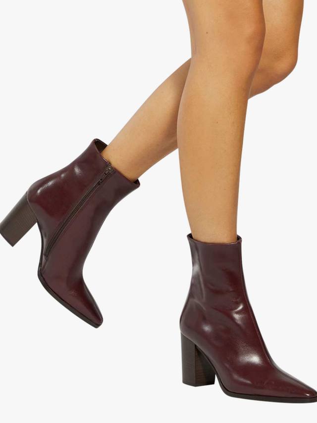 Patently Leather ботинки до щиколотки с квадратным носком и высоким квадратным каблуком Dune London, Burgundy — фото 2