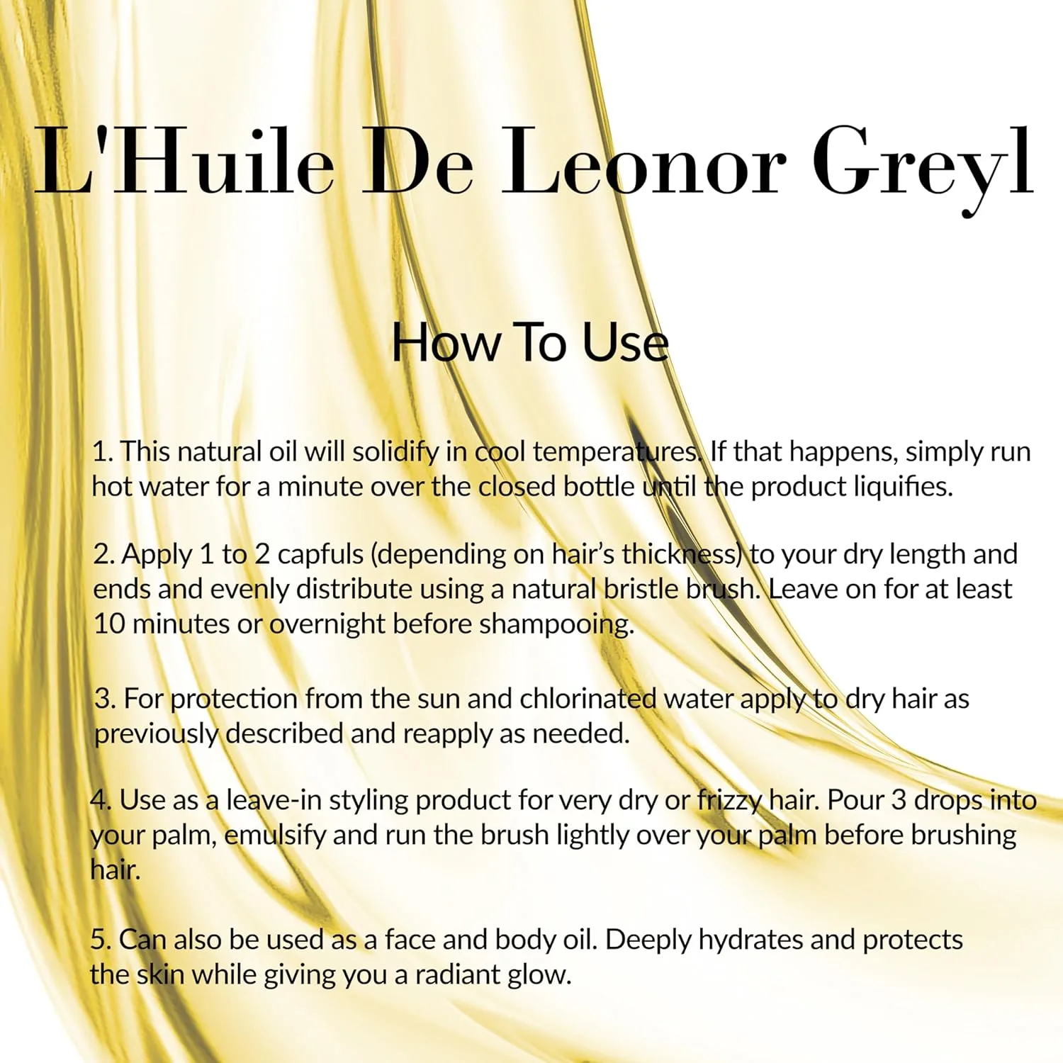 Leonor Greyl L'Huile - средство для ухода за сухими волосами перед мытьем головы | Масло для сухих волос, защита от солнца и воды, 0,84 жидких унции, произведено во Франции 24,8 мл (1 шт.) — фото 4