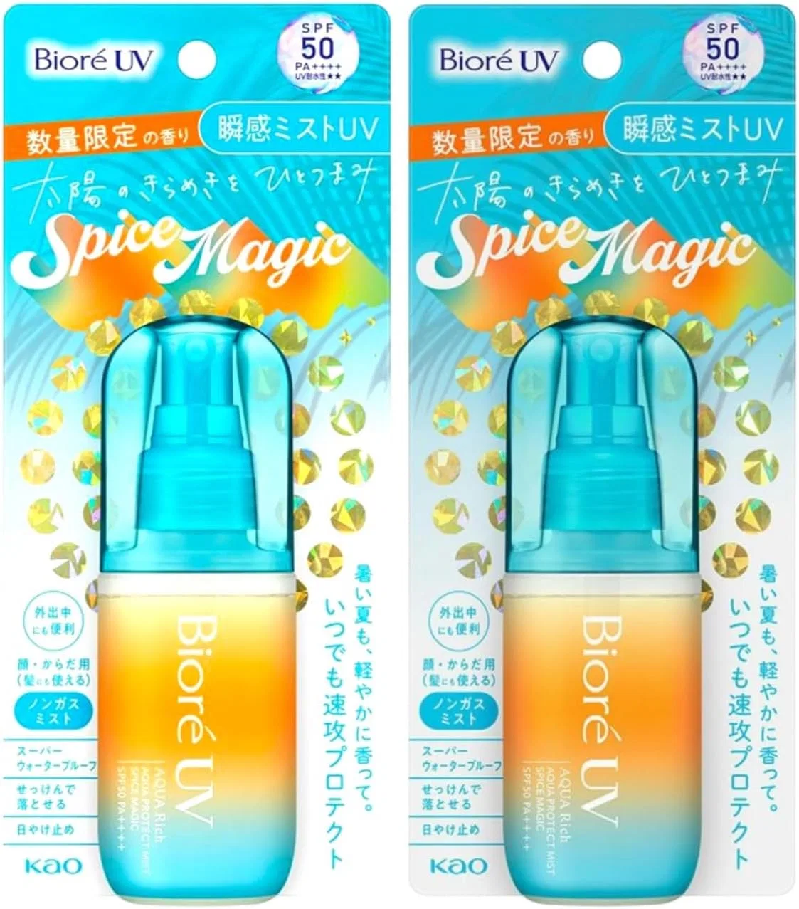 Солнцезащитный спрей Biore UV Aqua Rich Protective Mist Spice Magic SPF 50 PA++++ 60 мл, 2 шт