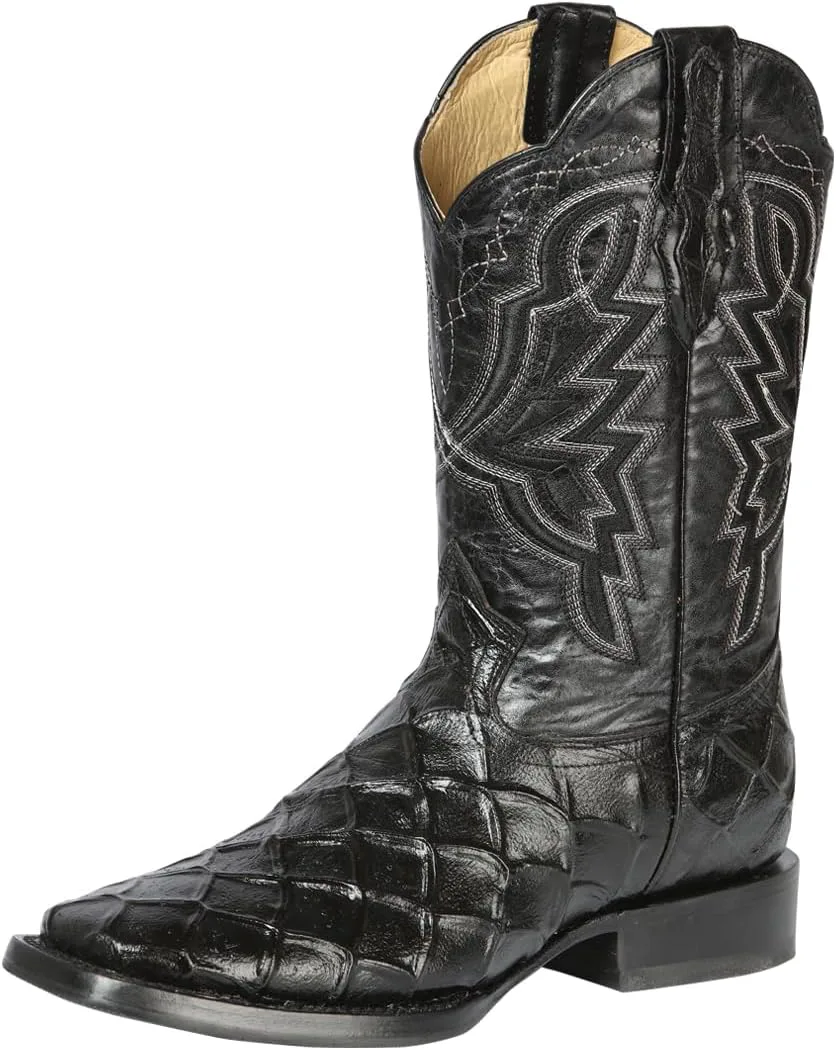 

Мужские ковбойские сапоги Generic El General с рисунком рыбы Пираруку, квадратный носок, размер 16, черный