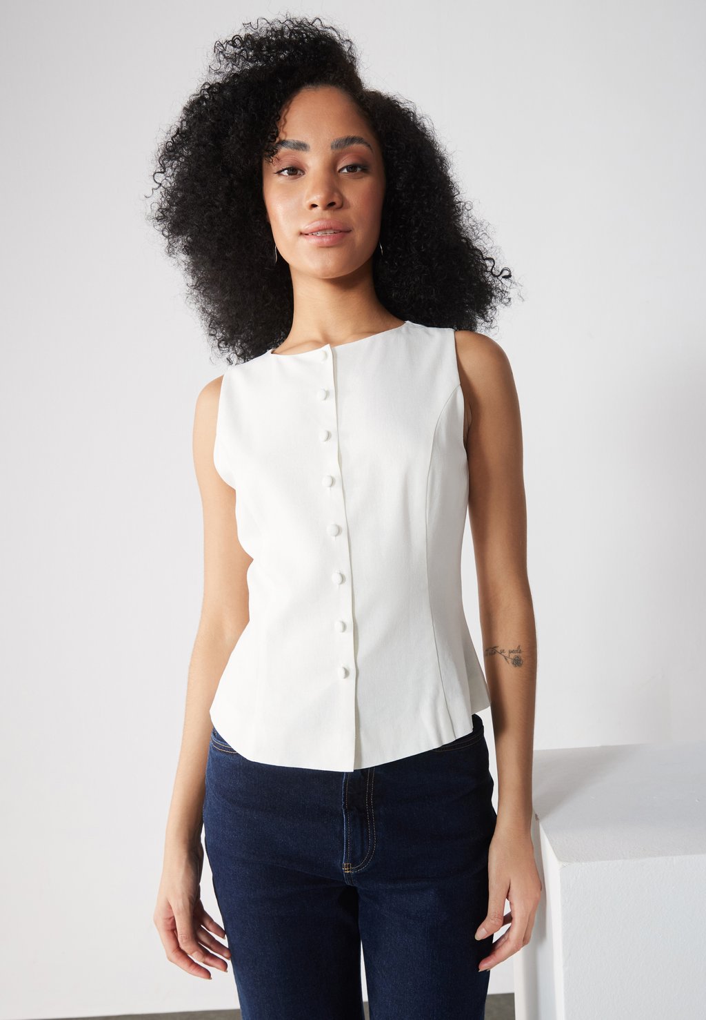 

Блузка на пуговицах LINEN MIX BLEND TOP - Top Anna Field, белый