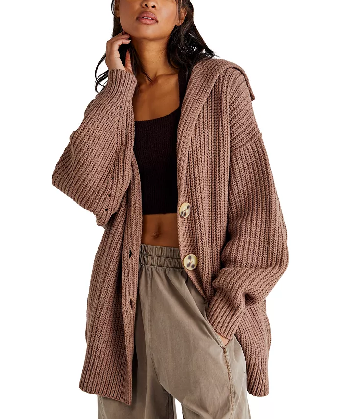 

Женский кардиган Swim Too Deep с длинными рукавами Free People, коричневый