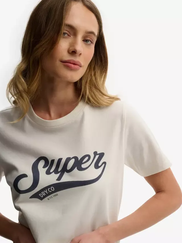 Футболка Varsity Script, кремового цвета Superdry — фото 4