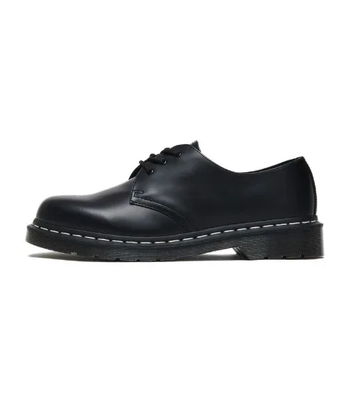 Унисекс туфли Dr. Martens 1461 с белой строчкой чёрные — фото 3