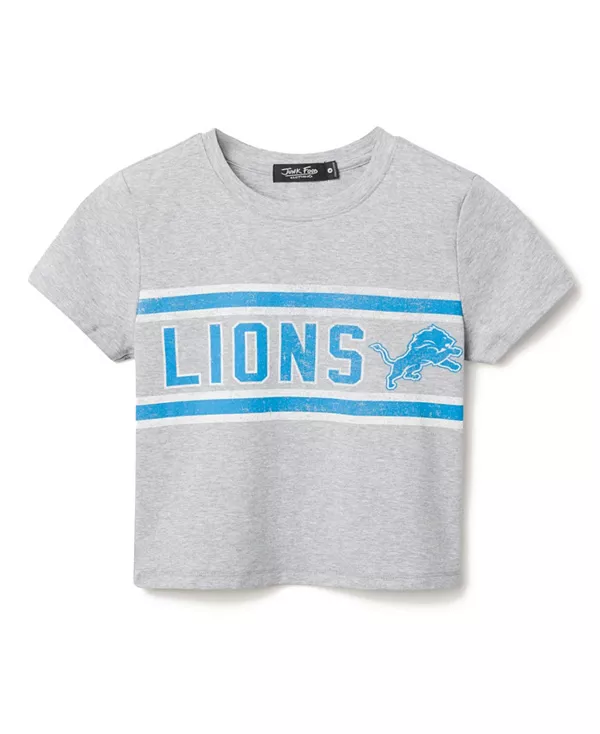 

Женская детская футболка с символикой команды «Детройт Лайонс» (NFL Detroit Lions) Junk Food Clothing, серый