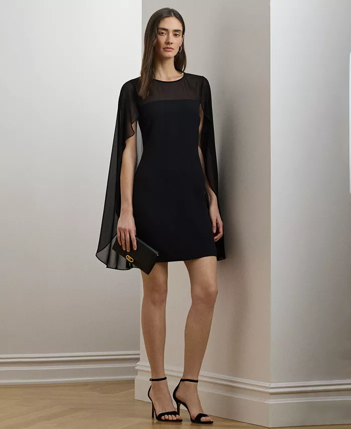

Женское коктейльное платье-накидка из жоржета Lauren Ralph Lauren, черный