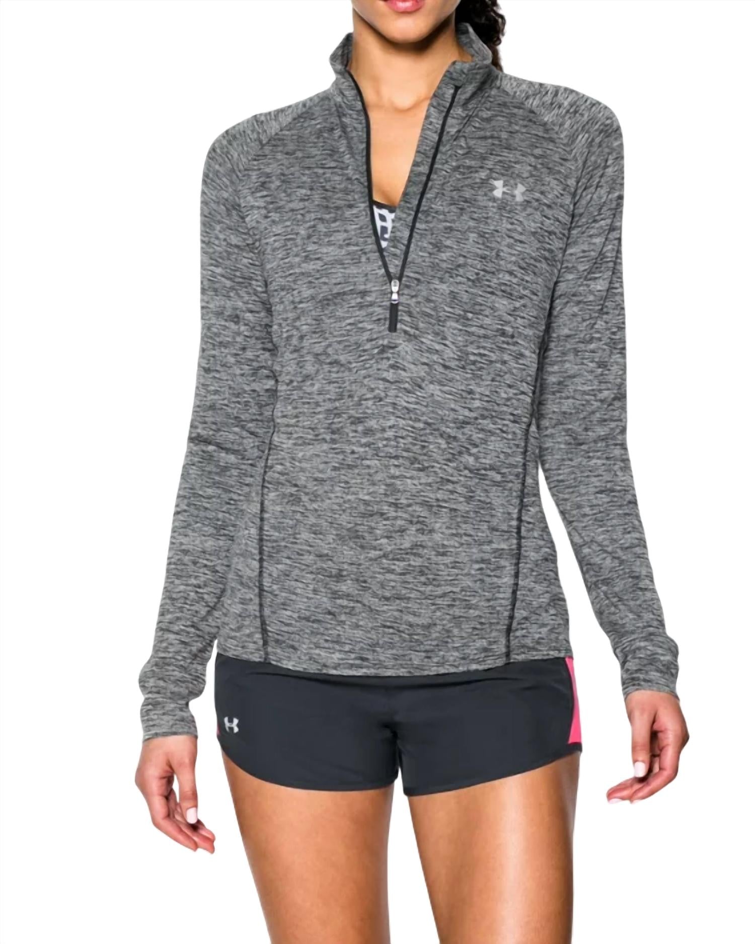 

Рубашка Tech Twist Half Zip черного цвета / серебристого цвета Under Armour