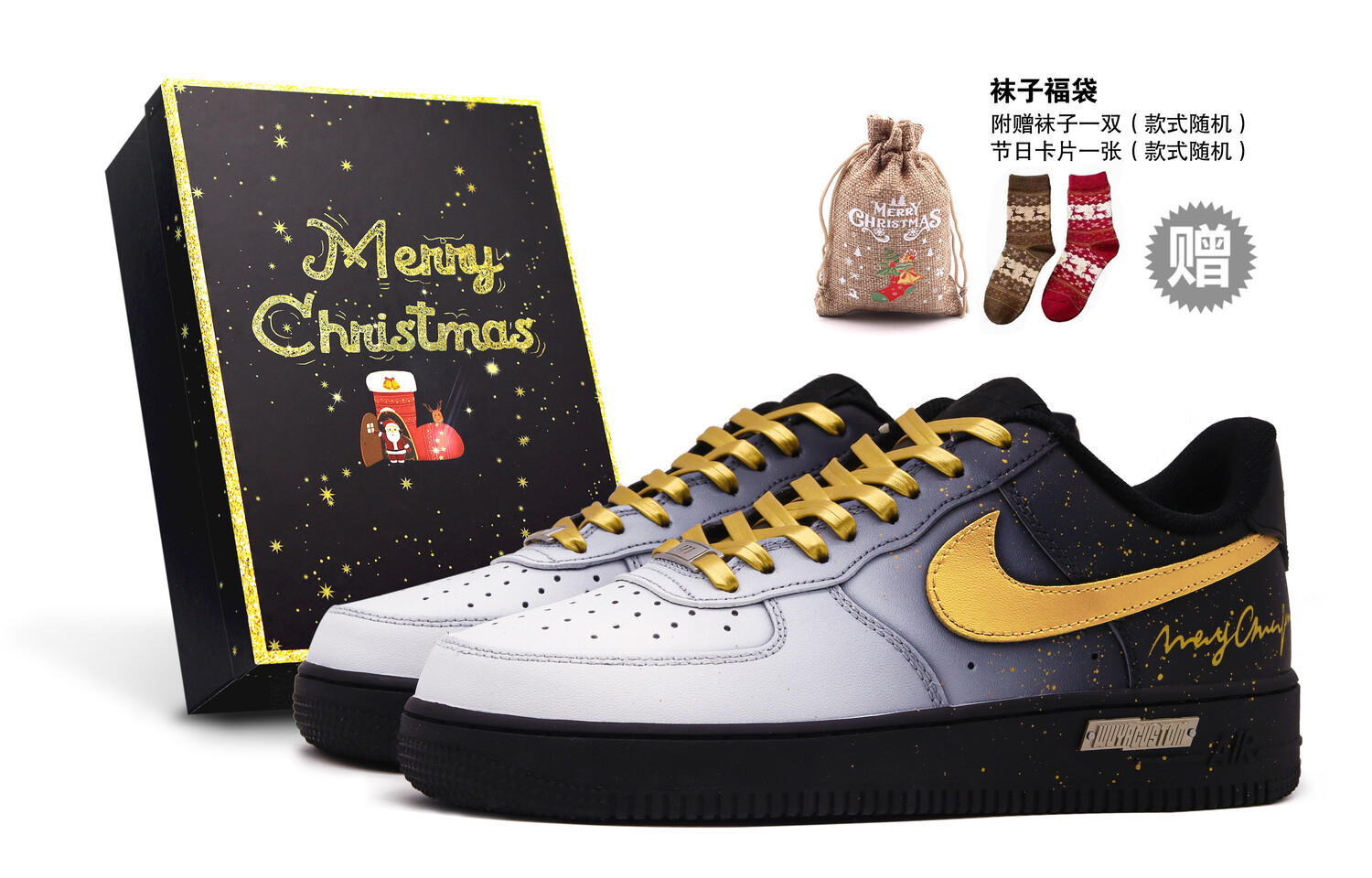 

Кроссовки Nike Air Force 1 Skateboard Shoes Women's Low-Top Black Gold
