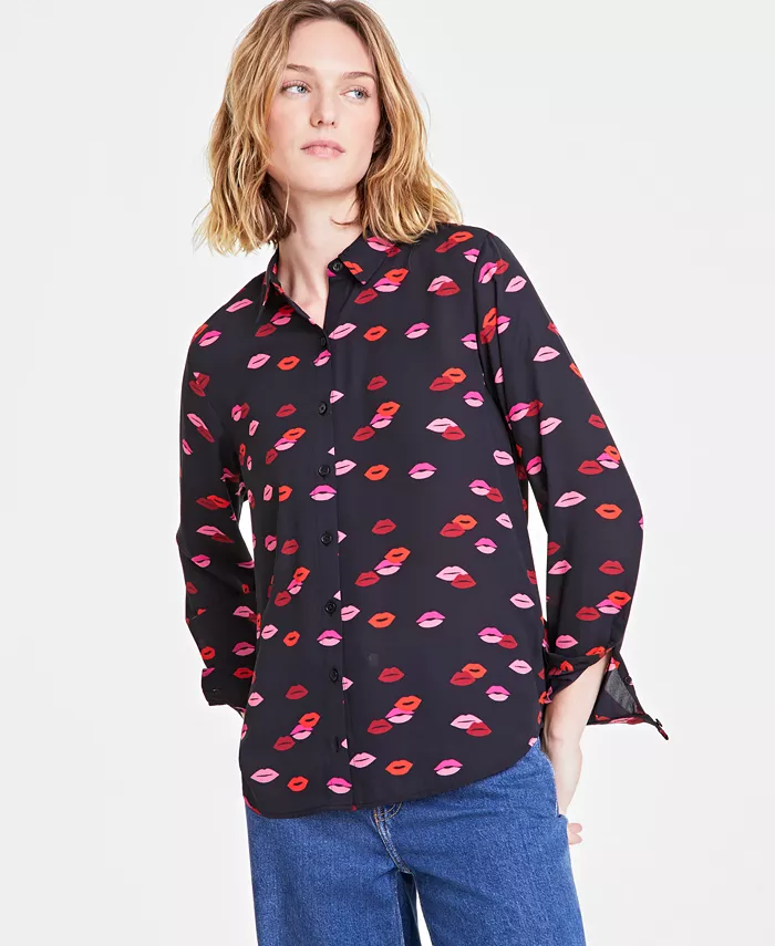 

Женская блуза на пуговицах из крепа On 34th, черный