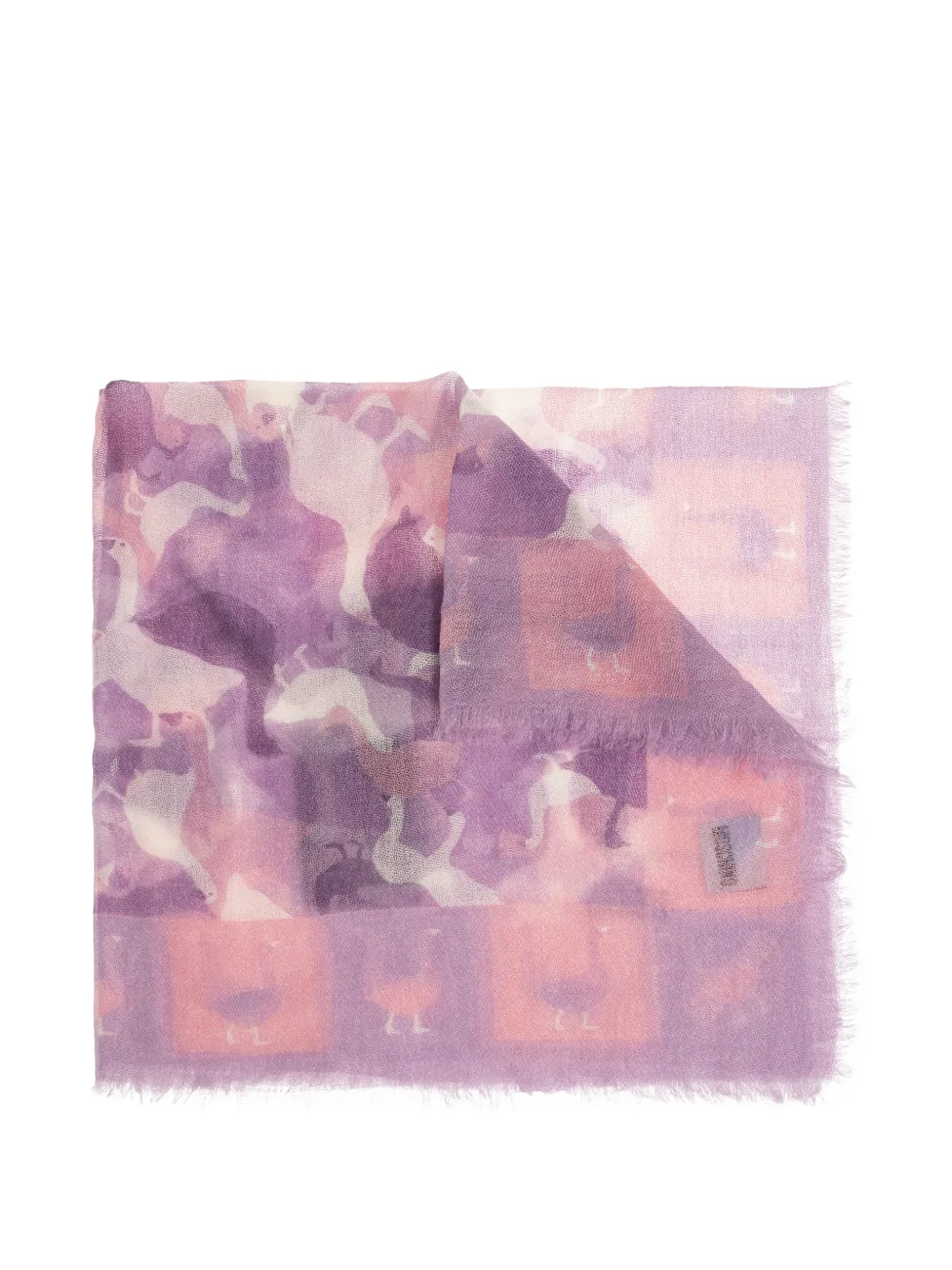 

Шарф с бахромой и анималистичным принтом Moschino, фиолетовый