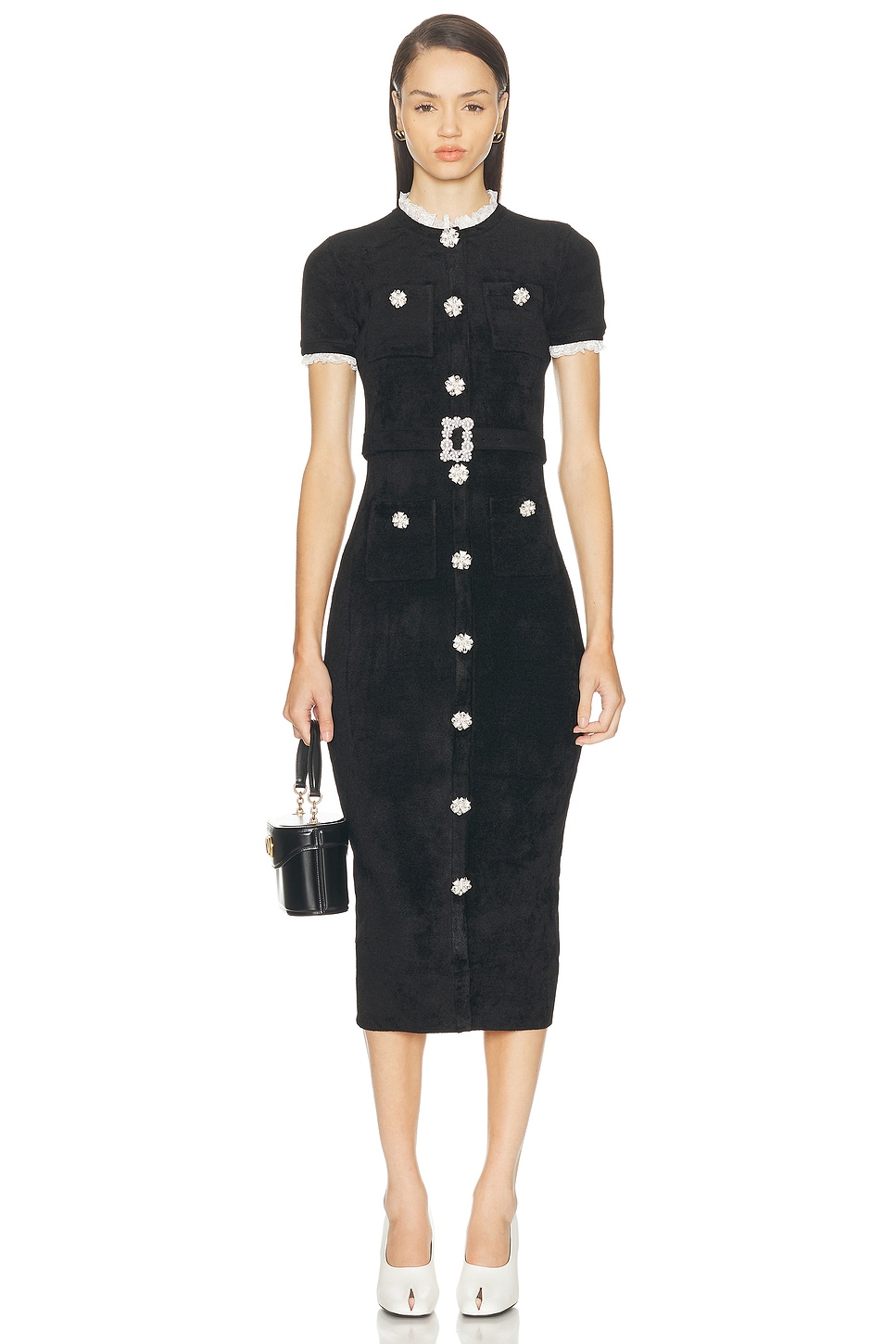 

Chenille Knit Midi Платье Self-Portrait, Black