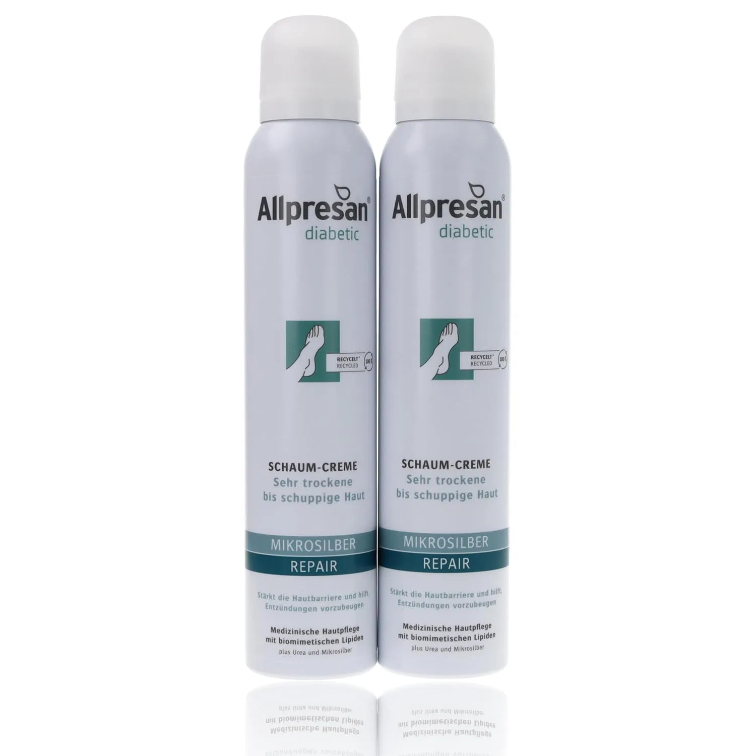 Крем-пена Allpresan Diabetic Micro Silver + Repair с микросеребром для очень сухой кожи при сахарном диабете, 200 мл (2 шт.) Allpresan