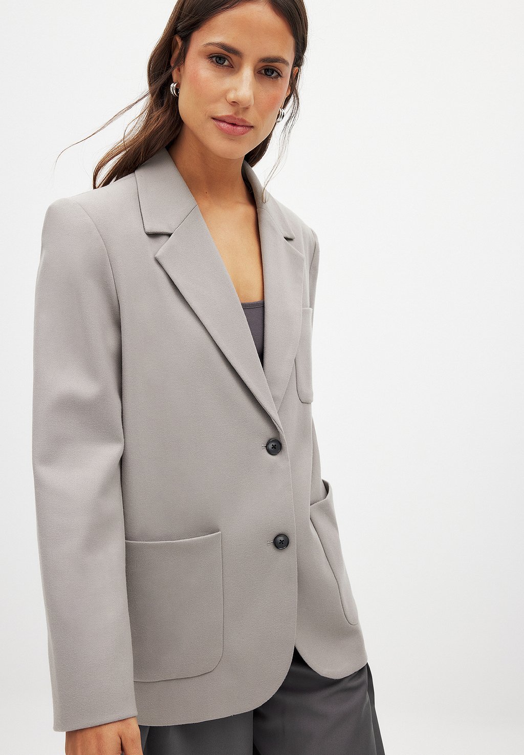 

Блейзер WITH PATCH POCKETS NA-KD, серый
