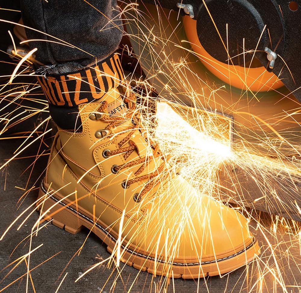 Рабочие ботинки lmprock Unisex Industrial Steel Toe Anti Ppoint, Water Resistant Safety Sheos Constructon Anti Slip Sparks Indestructible Work Boots, желтый — фото 3