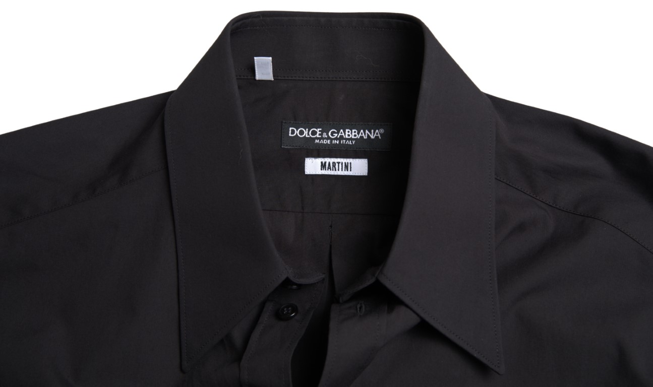 Элегантная приталенная черная хлопковая рубашка Dolce & Gabbana — фото 3