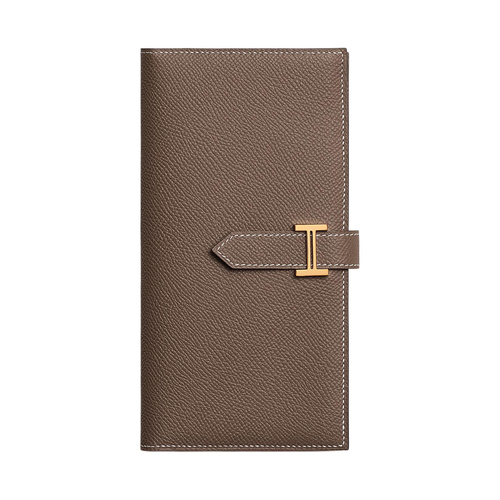 

HERMES Кошелек Bearn из коровьей кожи для женщин, цвет Elephant Gray