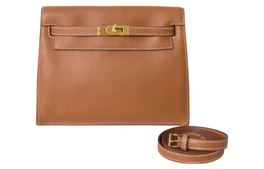 

Женская кожаная сумка через плечо Kelly Danse Swift, размер 37, золотистый Hermes, b stamp