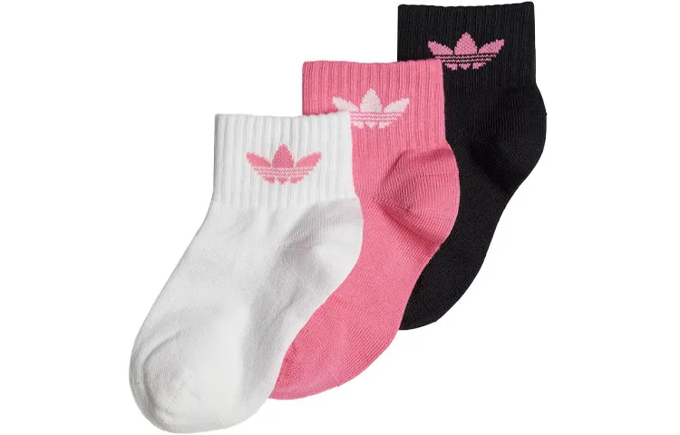 Детские носки Mid Ankle 3 пары Adidas Originals, 3 Pack (Pink+Black+White)