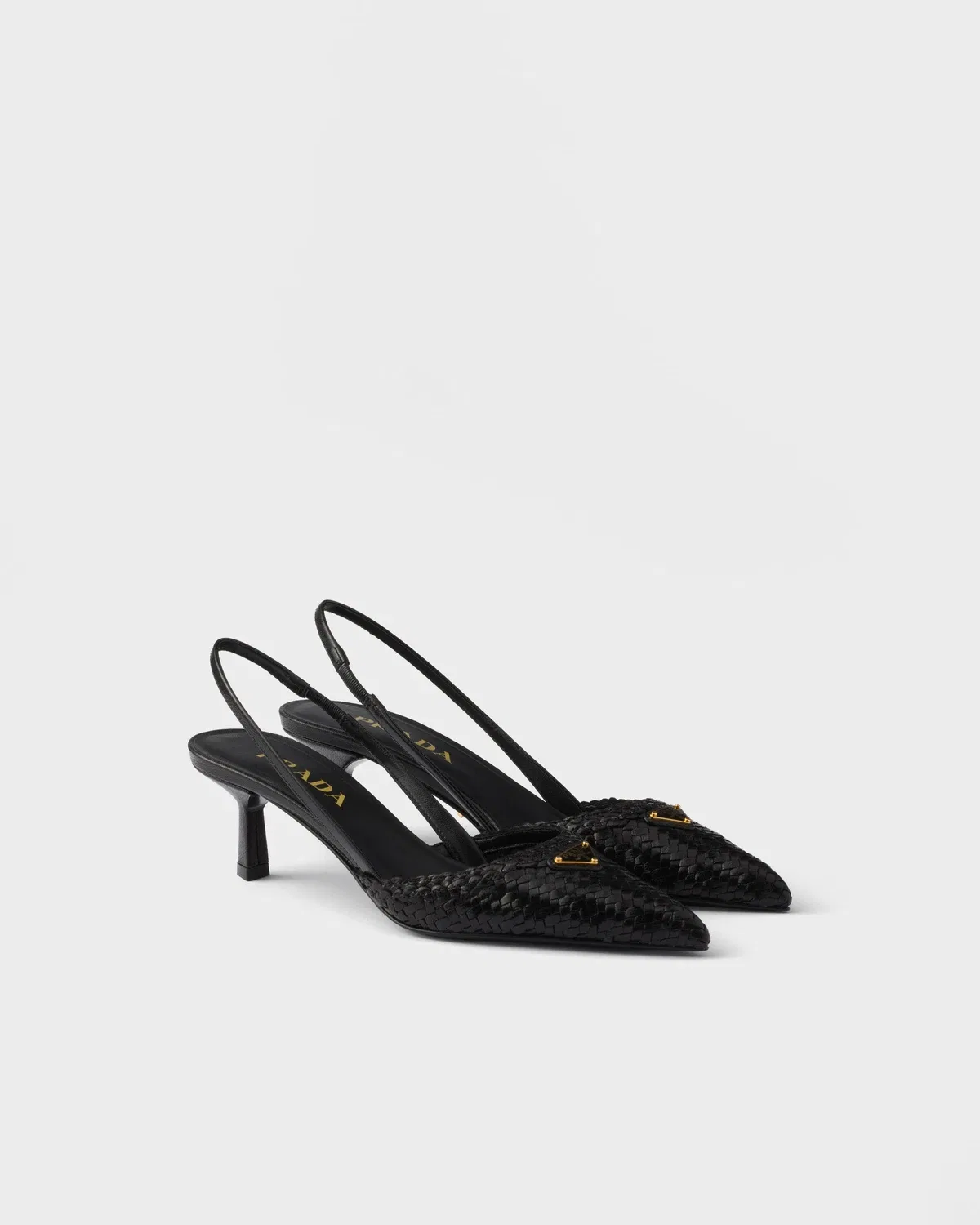 Туфли-слингбэки из плетеной кожи Prada, черный