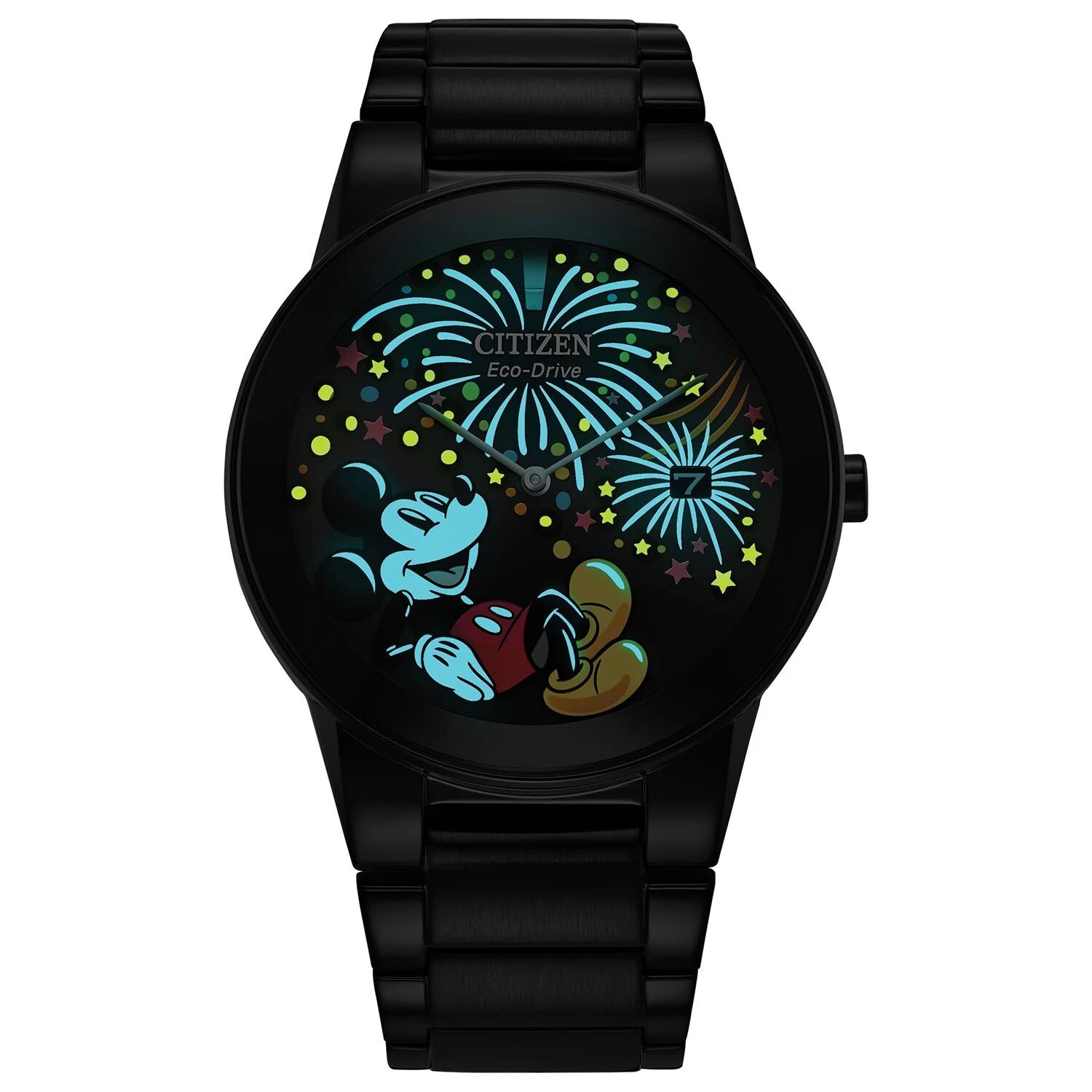 

Мужские часы Disney Eco-Drive Mickey Mouse Fiesta 100th Anniversary с черным браслетом из нержавеющей стали от производителя — AU1095-57W Citizen