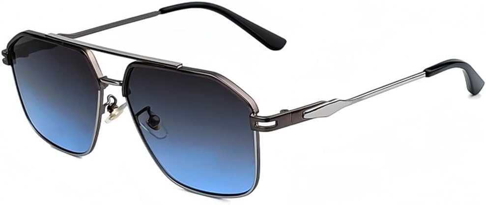 

Солнцезащитные очки с металлическими многоугольными линзами, плоской верхней частью и двойной перемычкой, модные и стильные, для мужчин и женщин, SUN26 Generic, C03 Blue