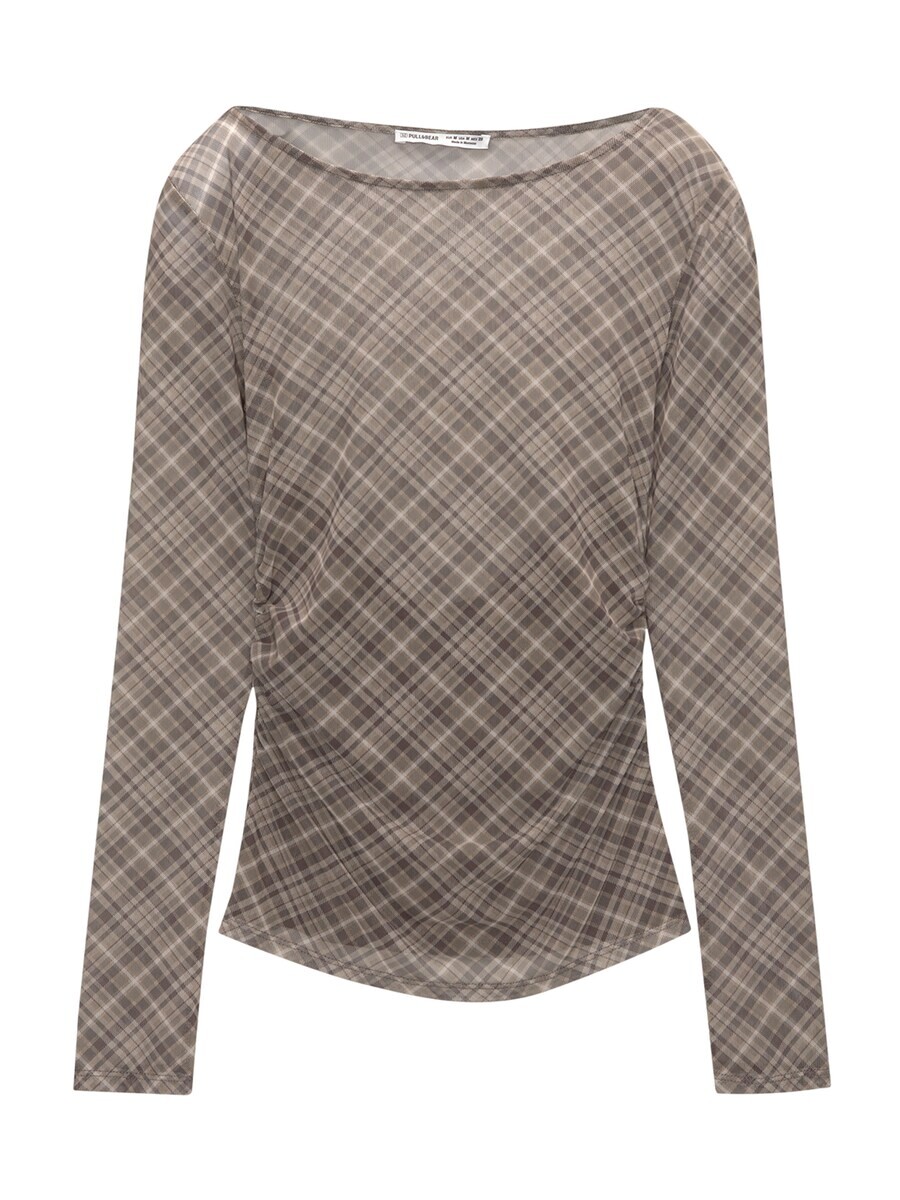 

Лонгслив Pull&Bear Shirt, светло-коричневый