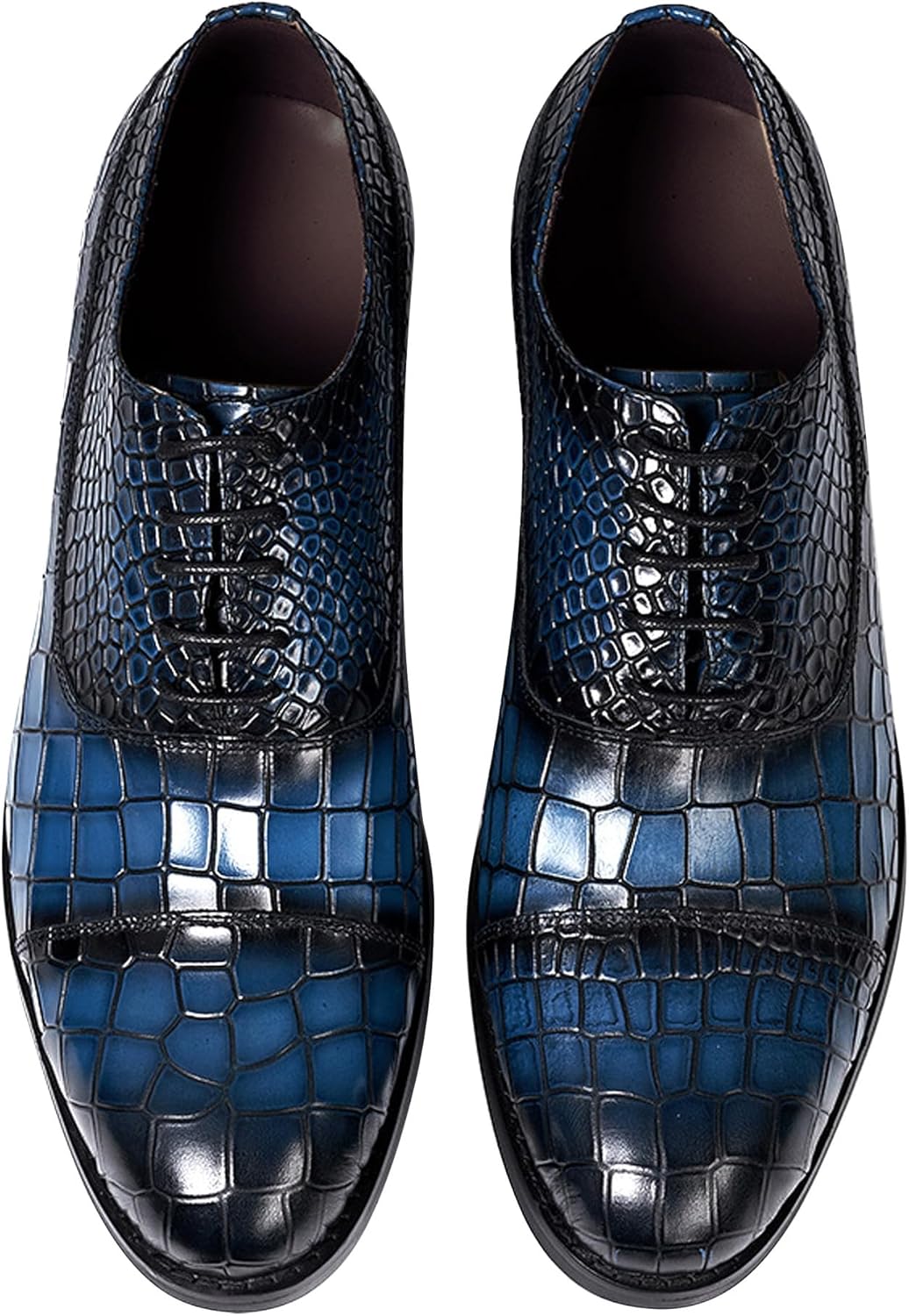 

Мужские классические туфли Santimon, формальные оксфорды, деловые туфли под костюм, модные современные туфли из натуральной кожи с текстурой крокодила, дерби, для выпускного, свадьбы, бизнеса и повседневной носки, смокинг для мужчин, синий