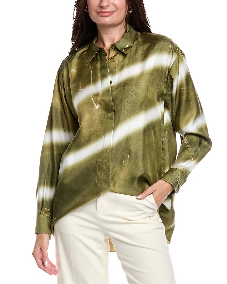 

Шелковая рубашка бойфренда Lafayette 148 New York, зеленый