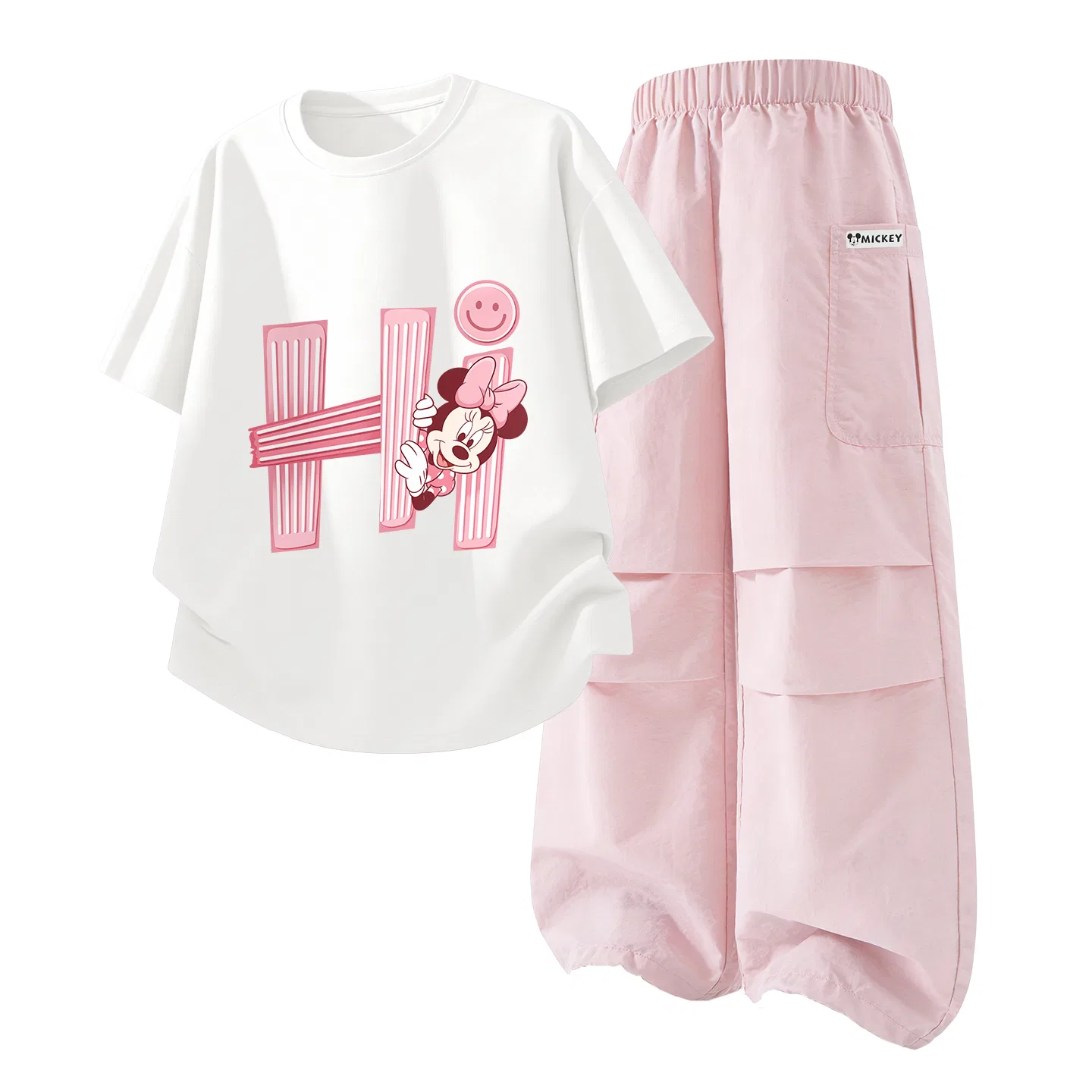 Детский спортивный костюм Disney в стиле sweet-cool, белый с розовым