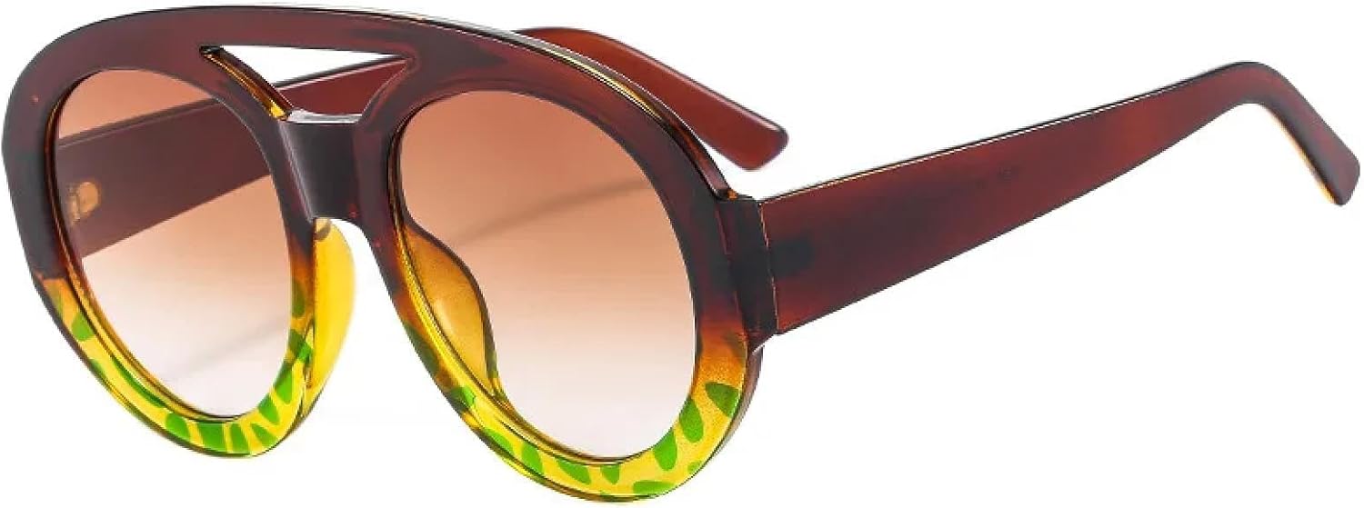 

Крупные солнцезащитные очки с двойной перемычкой для женщин, классический панк, желтый цвет, модные, защита от УФ-излучения UV400 для мужчин TVTBBVV, C6brownflower-brown