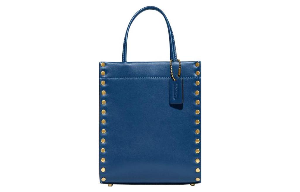 

COACH Кожаная сумка тоут шоппер дамская мини синяя через плечо кроссбоди