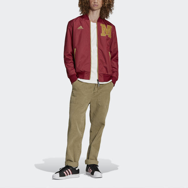 Куртка fcb lny bomber limited bayern munich black soccer/football logo jacket brown red Adidas, красный — фото 4