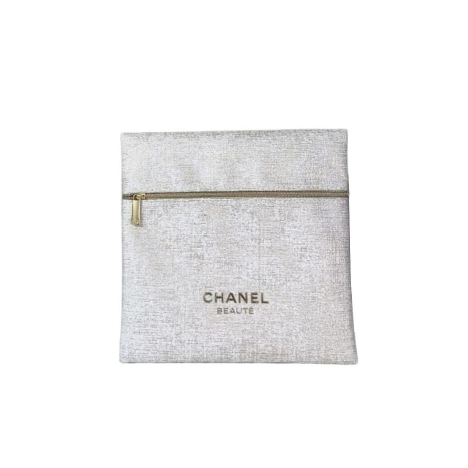Косметичка Chanel Beauté с цветочным принтом и декором из жемчуга и страз, бежевый — фото 3