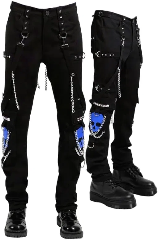 Джинсы с черепами Gothic, синий