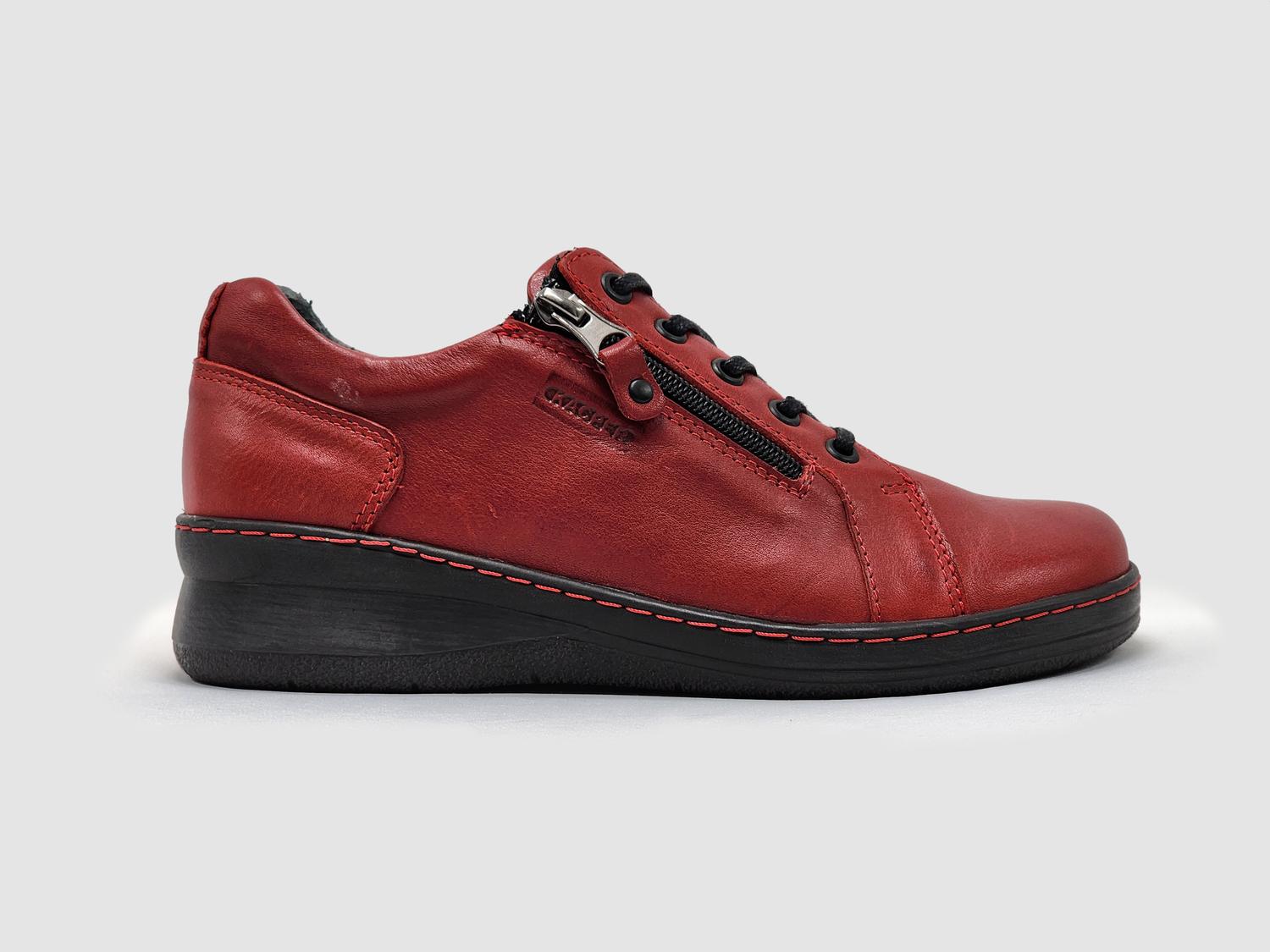 Women's Dr Wellness Zip-Up Leather Shoes In Red KCR Group