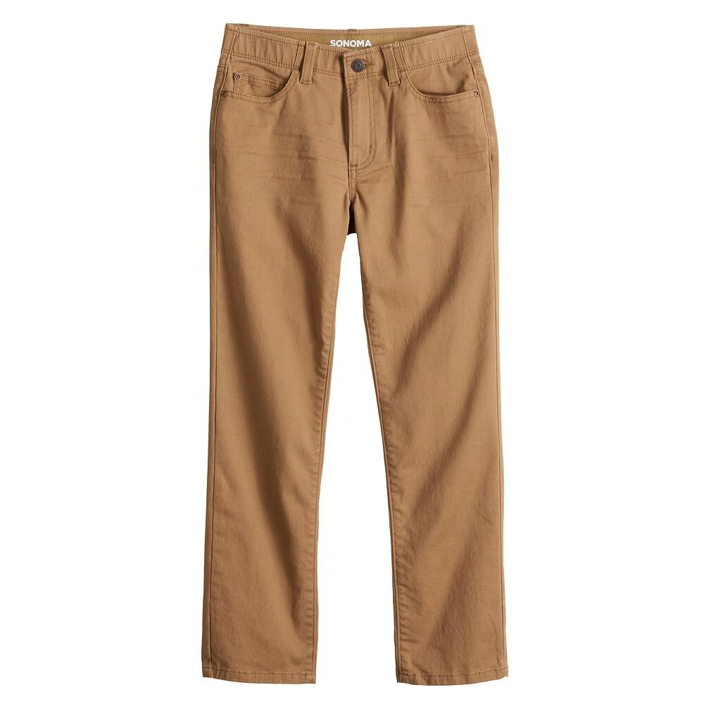 

Саржевые брюки приталенного кроя Sonoma Goods For Life Flexwear для мальчиков 7–20 лет в цвете обычный и хаски, цвет Cable Khaki