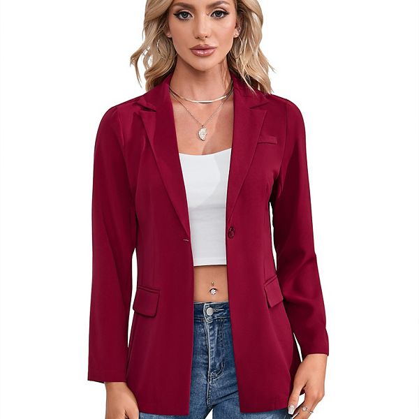 

Женский блейзер для делового стиля с подкладкой и карманами Seoria, Wine Red