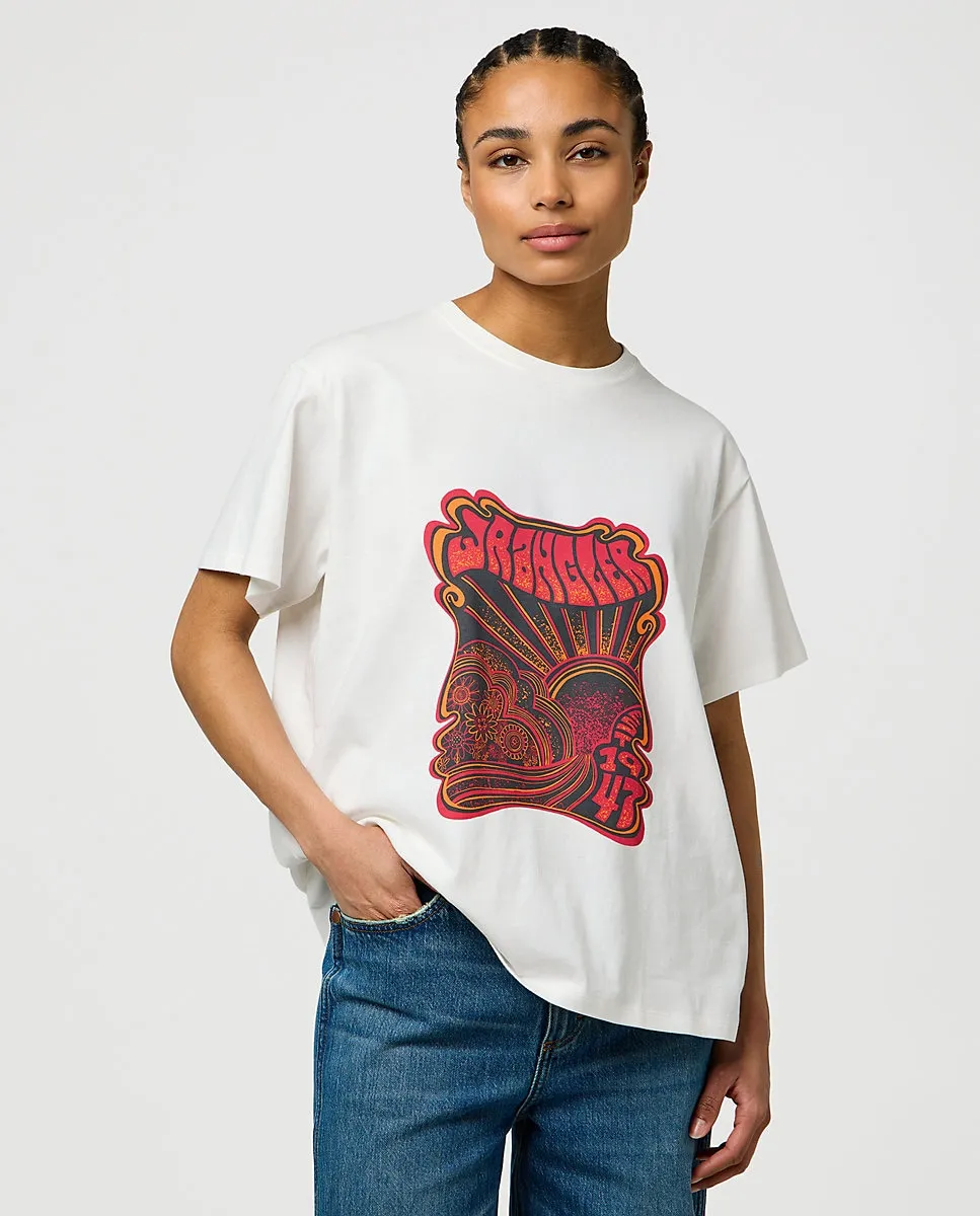 

Женская футболка свободного кроя с принтом на передней части Wrangler, белый