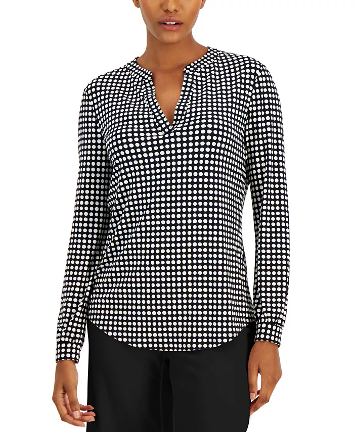 

Женский топ с разрезом на шее и жемчужными точками Anne Klein, черный