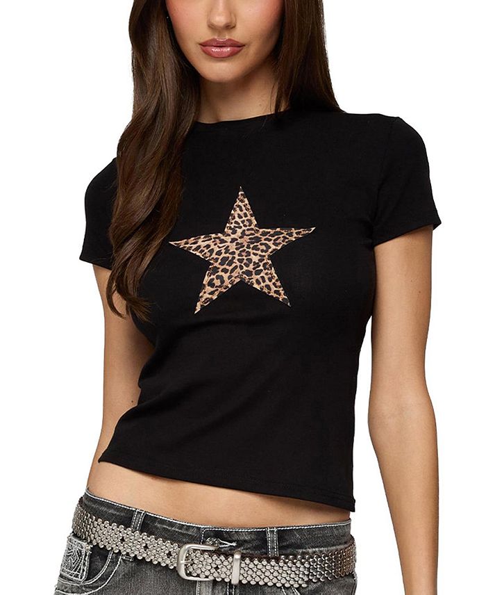 

Футболка Narla Leopard Star Edikted, черный