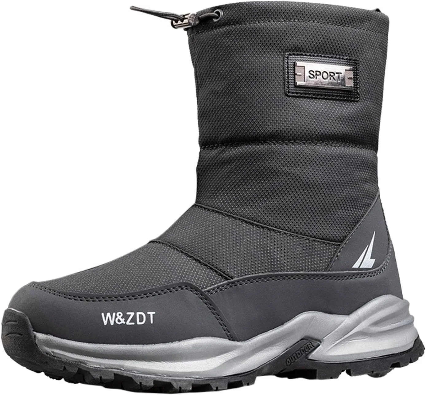 Ботинки Herren Winter Outdoor High Top Freizeit Sport Baumwollstiefel Zugseil rutschfeste dicke warme Schneestiefel Schuhe Generic, Grau