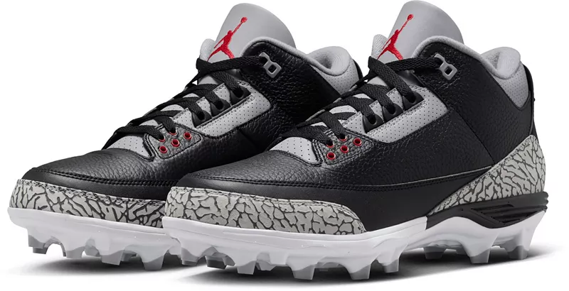 Мужские футбольные бутсы Air Jordan 3 Retro TD Mid, черный/красный/серый — фото 4