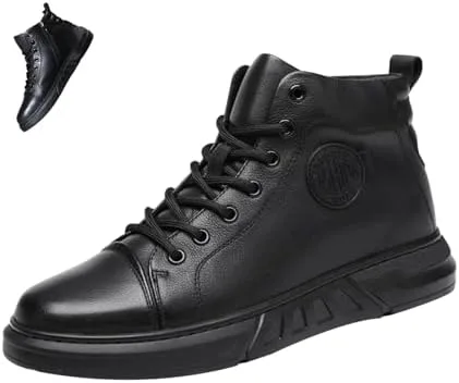 

Мужские черные высокие кожаные ботинки Keilinia, осень/зима 2023, с круглым носком, противоскользящей подошвой, боковой молнией, повседневные, деловые, ботильоны, черный