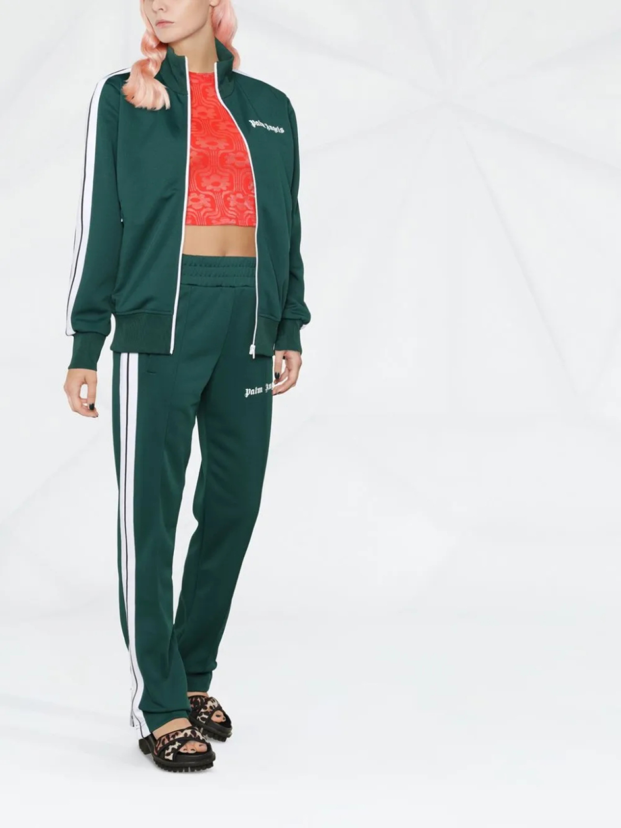 Palm Angels спортивная куртка с логотипом, зеленый — фото 2