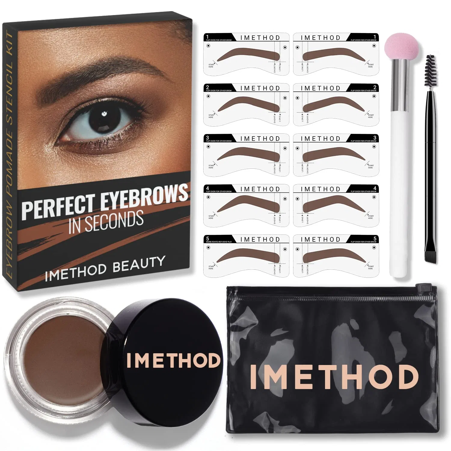 Набор для бровей iMethod с штампом и трафаретами, светло-коричневый Imethod, Color 05 Light Brown