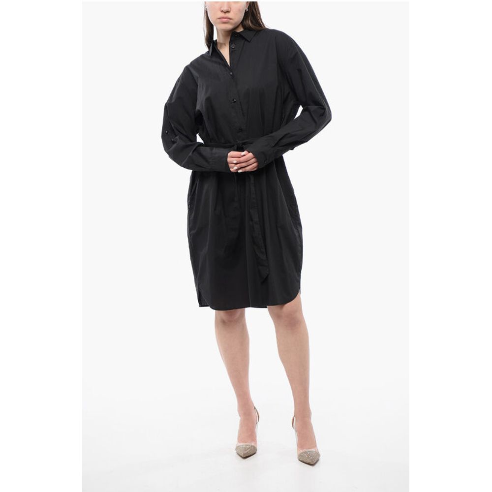 

Платье-рубашка с длинными рукавами и поясом Woolrich, черный
